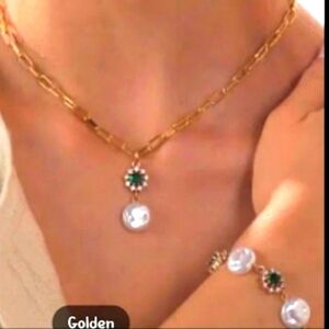 NECKLACE set bracelet,earrings faux pearl pendant brand new